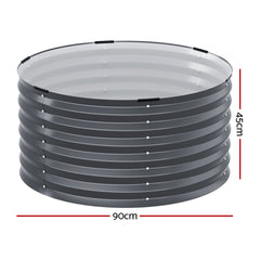 Raised Garden Bed Circular Planter Box 90X45cm Galvanised Steel