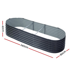 Raised Garden Bed Oval Planter Box - 240X80X42cm Planter Box