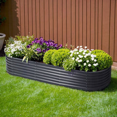 Raised Garden Bed Oval Planter Box - 240X80X42cm Planter Box