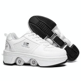 Versatile Double Row Rune Roller Skates - Size 35 - Low-Top Without Light (White)