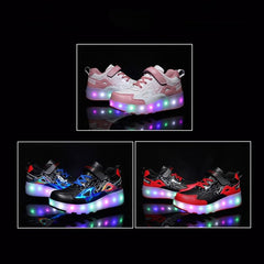 Rechargeable Light Skating Shoes for Kids - Size 32 Two-wheeled - Pink