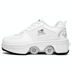 Versatile Double Row Rune Roller Skates - Size 39 - Low-Top Without Light (White)