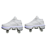 Versatile Double Row Rune Roller Skates - Size 35 - High-Top With Light (White)