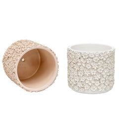 Set 2 Asst Flower Embossed Planters w Hole + Plug 18cm
