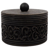 Nero Round Carved Trinket Box w/ Lid 17x14cm