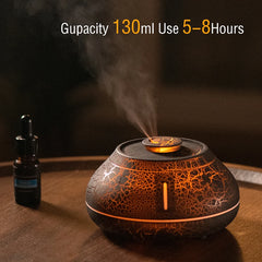 Flame Mountain Aroma Diffuser - 7-Color LED Light, 130ml Capacity, Ultrasonic Mist Maker for Home or Office, Black
