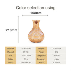 Blue Crack 500ml Wood-Grain Essential Oil Aroma Diffuser with Lattice Design and Humidifier
