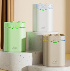 White Volcano Style 2L Cool Mist Humidifier - Triple Nozzle with RGB LED & Quiet Operation