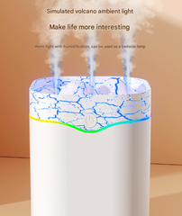 White Volcano Style 2L Cool Mist Humidifier - Triple Nozzle with RGB LED & Quiet Operation