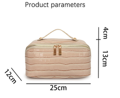 Red Chic Croc-Embossed Travel Makeup Case Large Capacity Cosmetic Organizer Bag