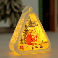 White Santa Claus Charming Christmas Scene Mini Lanterns (Set of 3) - Battery Operated LED Lights for a Cozy Holiday Glow