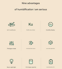 Green 3.5L Smart Cool Mist Humidifier with Dual Nozzle & Digital Display - Ultra-Quiet Air Purifier for Bedroom and Office