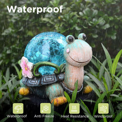 Crystal Ball Dog Charming Solar-Powered Animal Garden Statue - Waterproof Resin Figurine with Glowing LED Accents