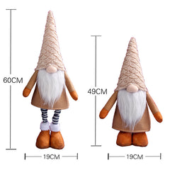 Retractable Leg Christmas Gnome Plush - Adjustable Standing Holiday Decoration(white)