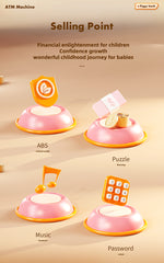 Kids Electronic ATM Piggy Bank with Simulated Facial Recognition & Password - Auto Roll-in Banknote & Coin Money Box for Financial Learning(pink)