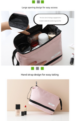 Dark Green Chic Dual-Compartment Makeup & Toiletry Bag - Large Capacity Travel Organizer with Brush Holder