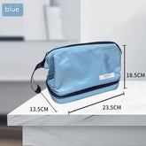 Blue Chic Dual-Compartment Makeup & Toiletry Bag - Large Capacity Travel Organizer with Brush Holder