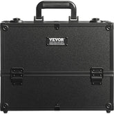 VEVOR Makeup Train Case 370MM Large Portable Cosmetic Case, 6 Tier Trays Professional Makeup Storage Organizer Box Make Up Carrier with Handle And Strap Travel Case for Women and Girls - Black