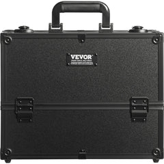 VEVOR Makeup Train Case 370MM Large Portable Cosmetic Case, 6 Tier Trays Professional Makeup Storage Organizer Box Make Up Carrier with Handle And Strap Travel Case for Women and Girls - Black