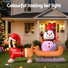 Jingle Jollys Christmas Inflatable Snowman Dog 4.2M Tall Outdoor Decorations Illuminated