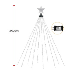 Jingle Jollys 2.5M Christmas Lights Waterfall String Light 300 LED Star Topper