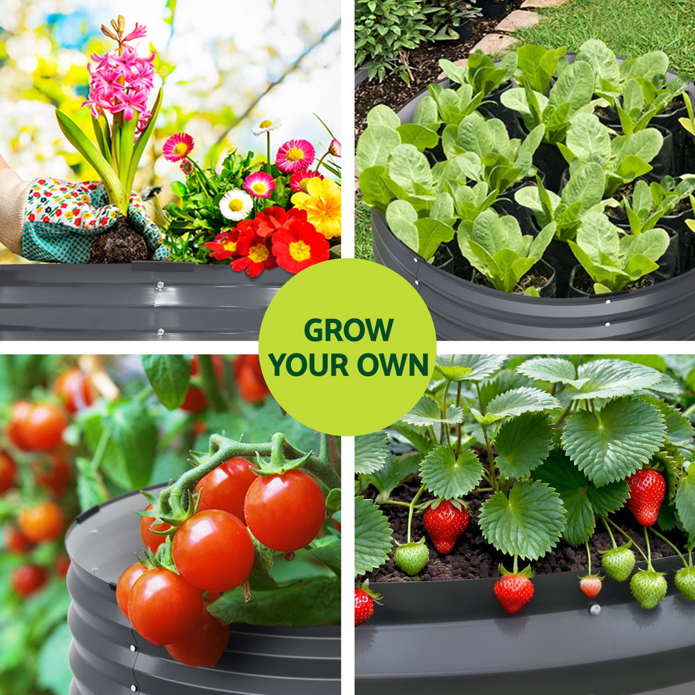 Raised Garden Bed Circular Planter Box 90X45cm  Galvanised Steel