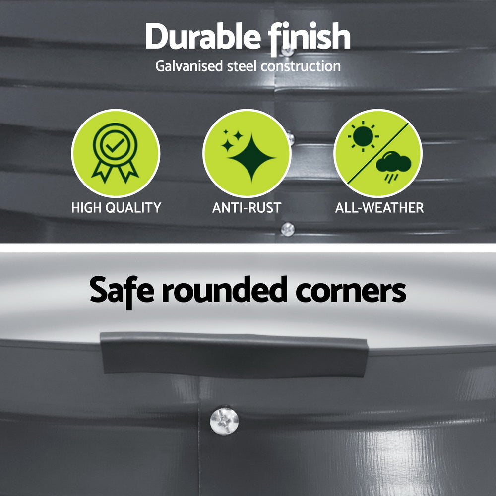 Raised Garden Bed Circular Planter Box 90X45cm  Galvanised Steel