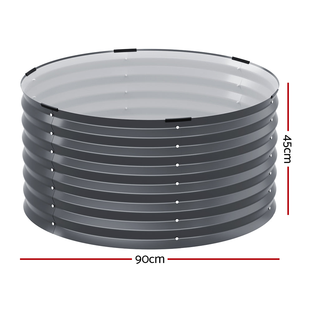 Raised Garden Bed Circular Planter Box 90X45cm  Galvanised Steel