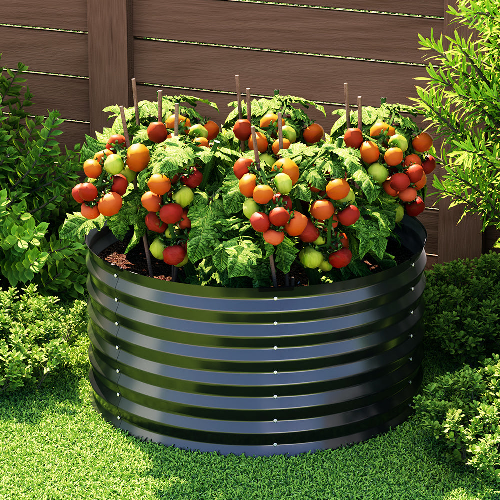 Raised Garden Bed Circular Planter Box 90X45cm  Galvanised Steel