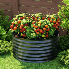 Raised Garden Bed Circular Planter Box 90X45cm  Galvanised Steel