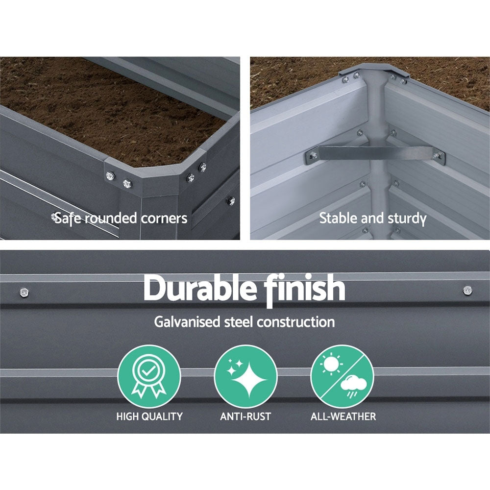 Raised Garden Beds 2 of 100x100x77cm Planter Box Galvanised