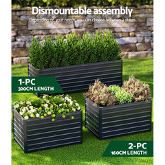 Raised Garden Bed Rectangular Planter Box - 320x80x77cm