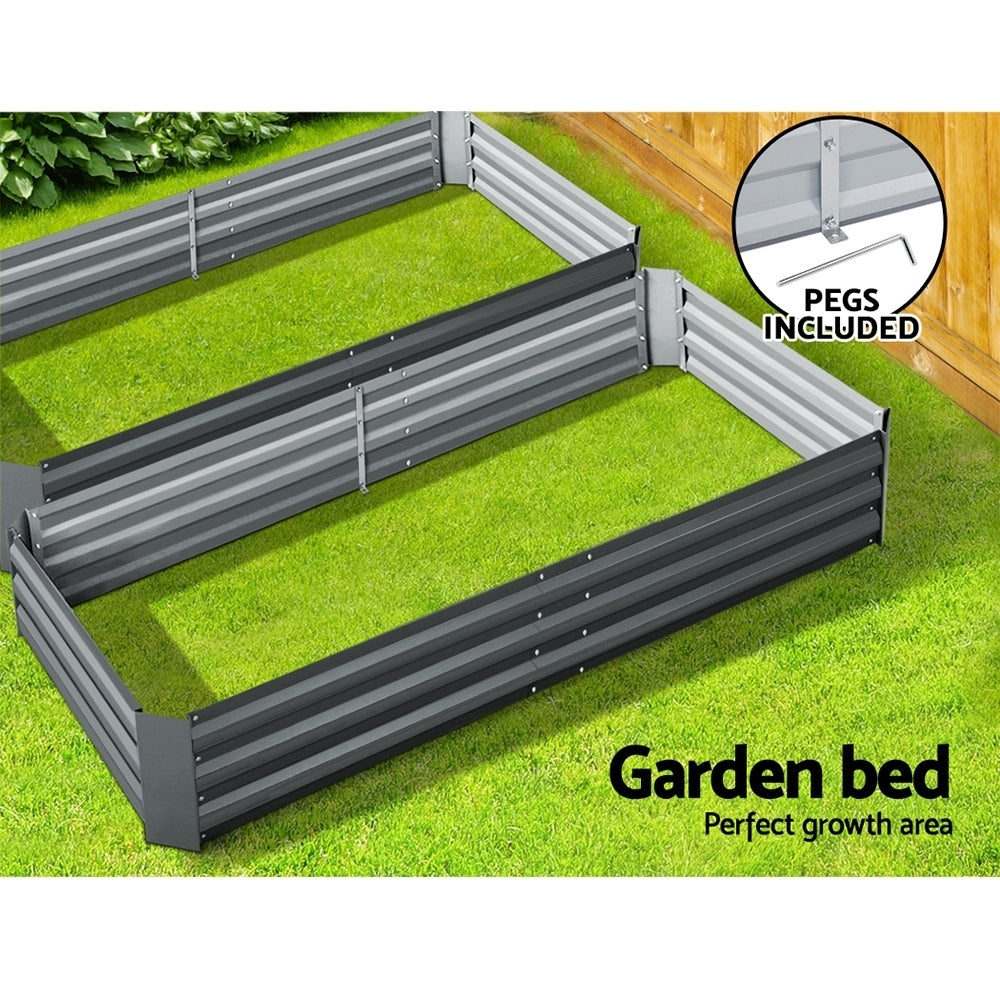 Raised Garden Bed 2 of 210x90cm Planter Box Raised Container Galvanised Herb