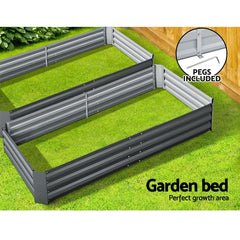 Raised Garden Bed 2 of 210x90cm Planter Box Raised Container Galvanised Herb