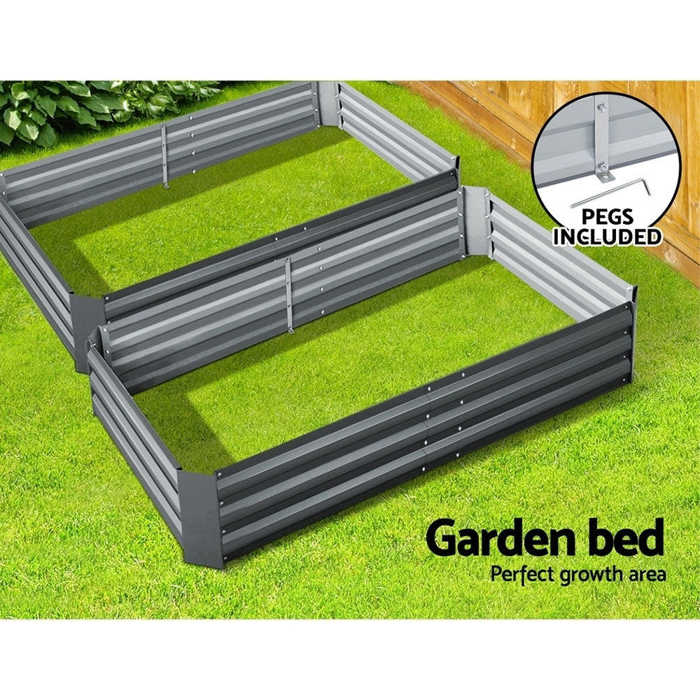 Raised Garden Beds 2of 150x90cm Planter Box Raised Container Galvanised Herb