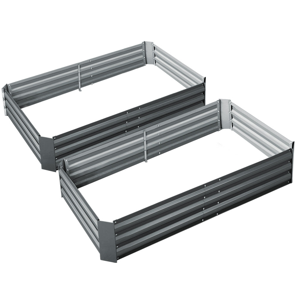 Raised Garden Beds 2of 150x90cm Planter Box Raised Container Galvanised Herb