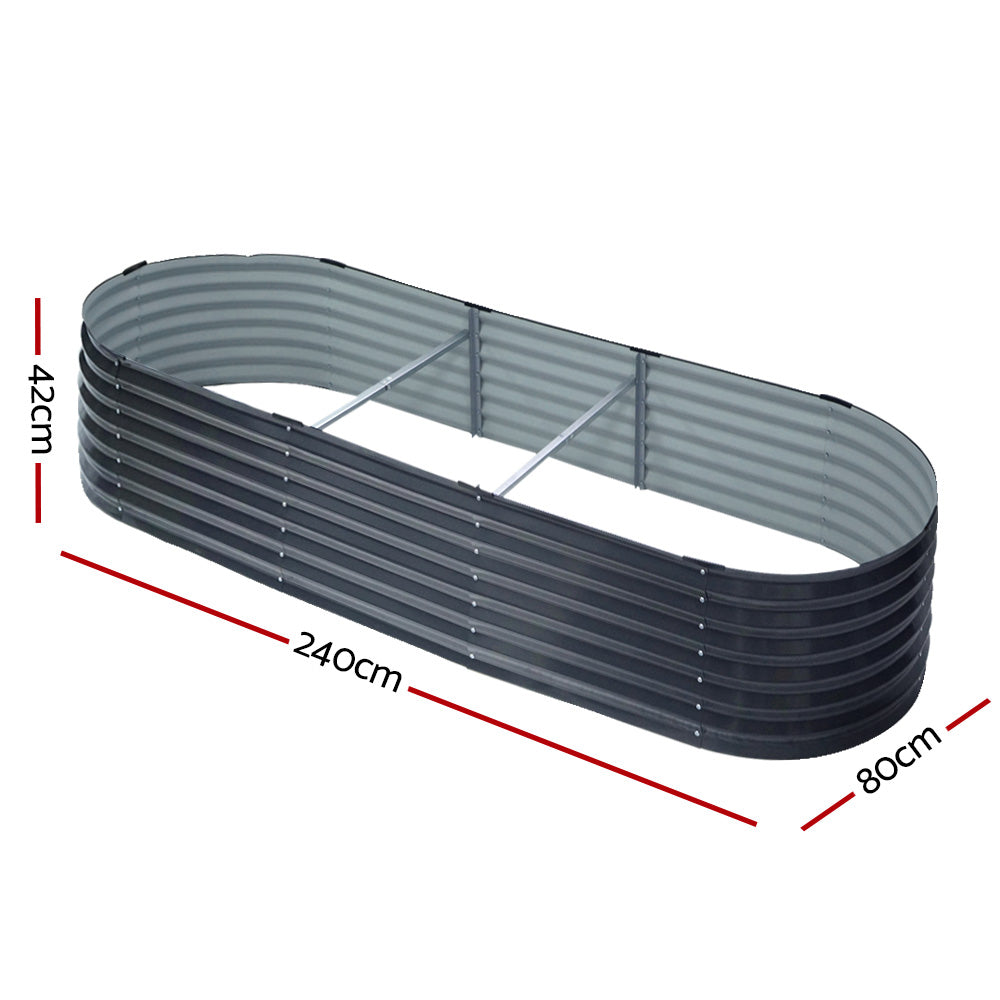 Raised Garden Bed Oval Planter Box - 240X80X42cm  Planter Box