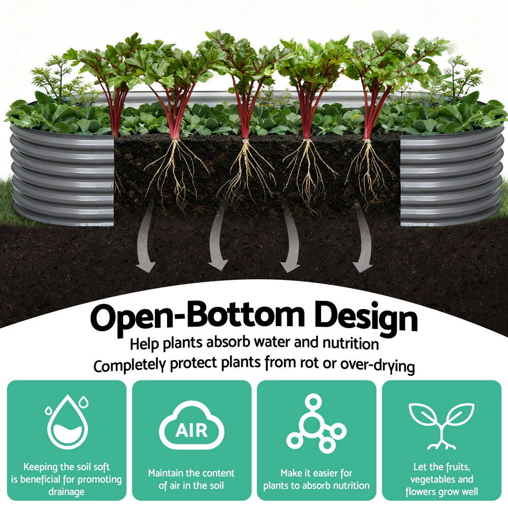 Raised Garden Bed Oval Planter Box  - 320X80X42cm