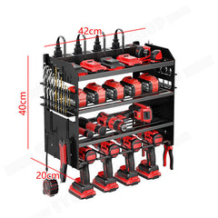 Power Tool Rack Organizer - Wall Mount Drill Holder, 4 Layers