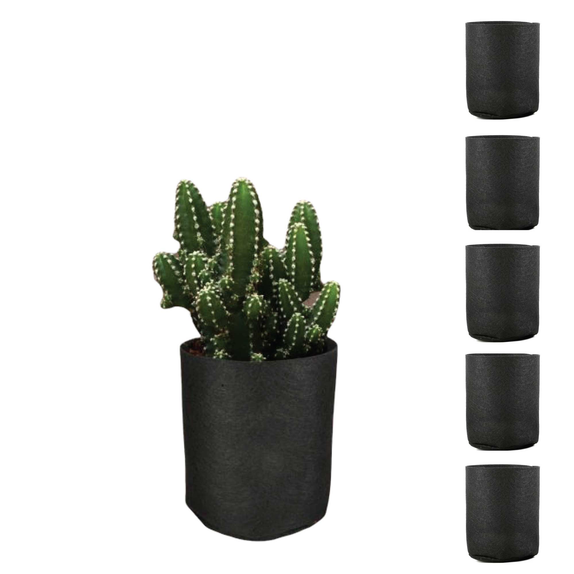 6 Pck 0.6 Gallon Fabric Flower Pots 2.4L Garden Planter Bags Black Felt Root Pouch