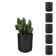 6 Pck 0.6 Gallon Fabric Flower Pots 2.4L Garden Planter Bags Black Felt Root Pouch