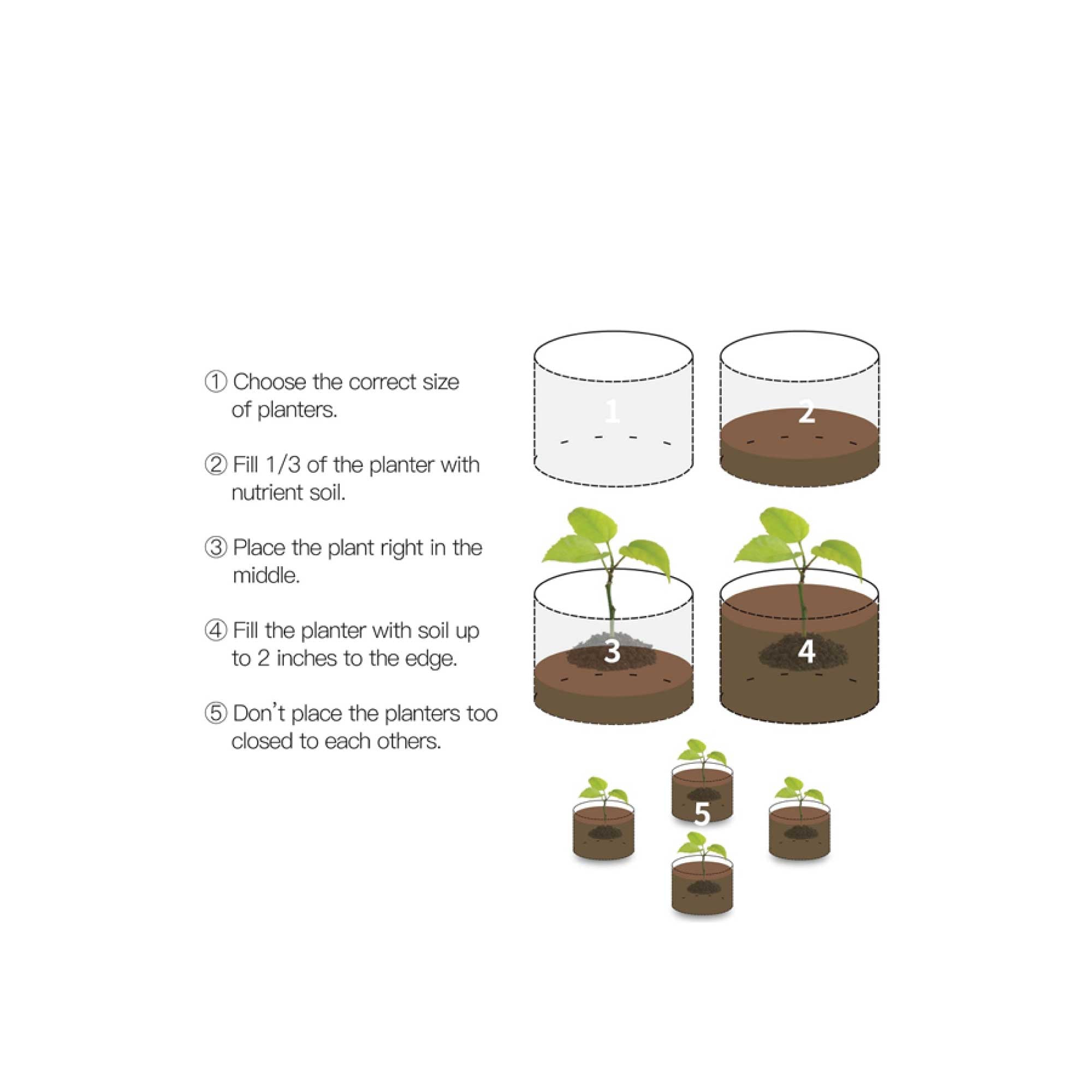 6 Pck 0.6 Gallon Fabric Flower Pots 2.4L Garden Planter Bags Black Felt Root Pouch