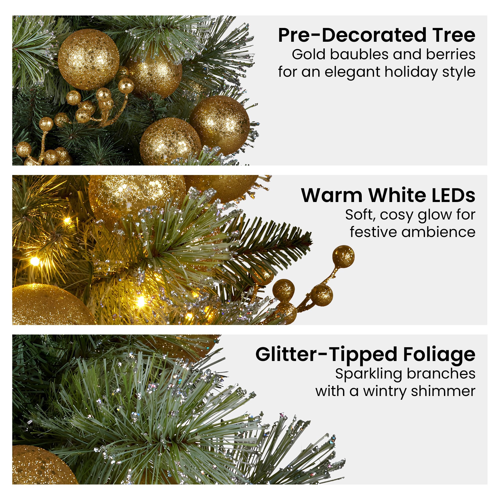 Christabelle 61cm Battery-operated Christmas Tree Warm Lights Led Table Top Gold