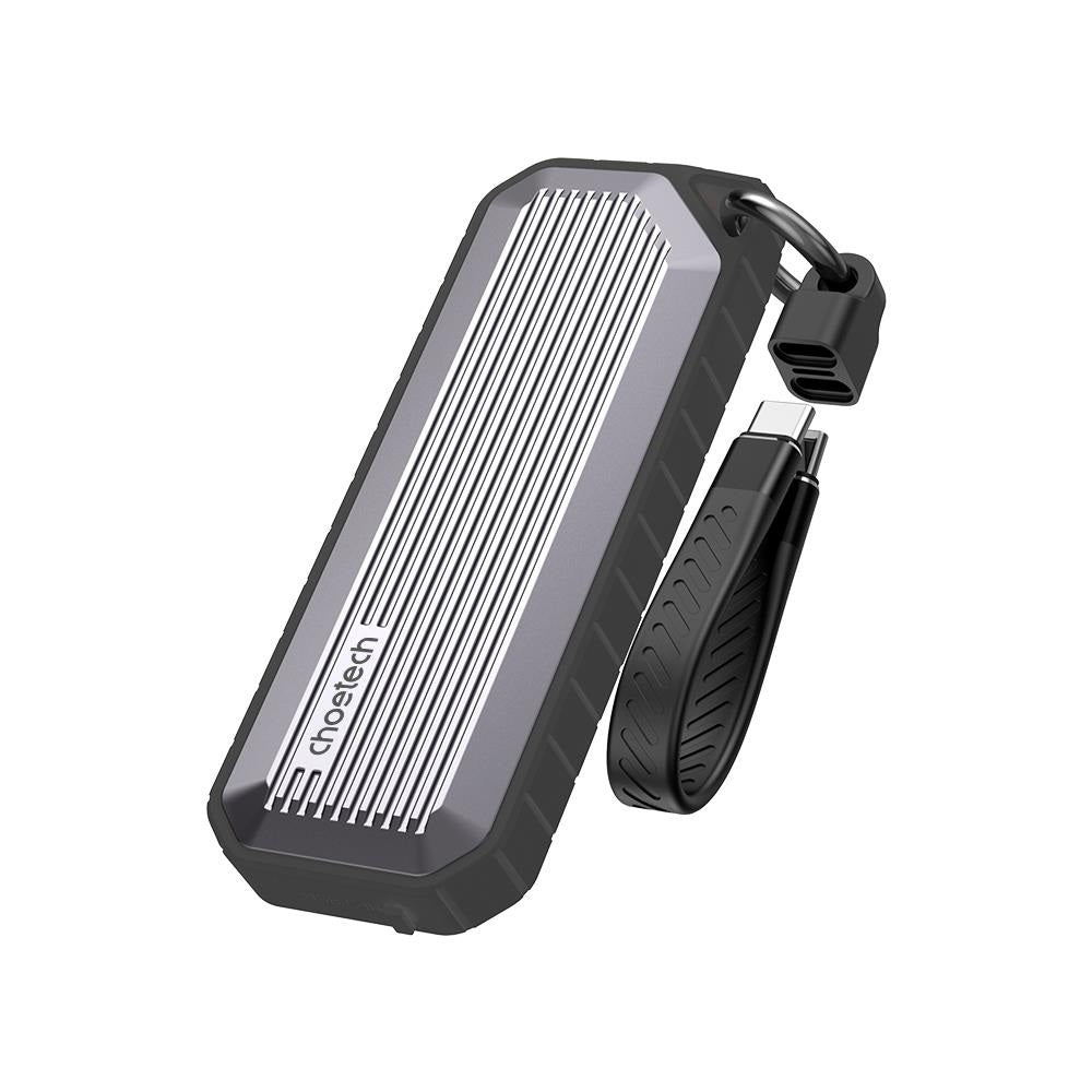 CHOETECH MSE004-GY USB3.2 Chips M.2 NVME / SATA SSD Protocol 10Gbps Transfer Speed Enclosure with IP65 water-Proof and Dust -Proof (Support 8TB Max)