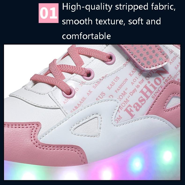 Rechargeable Light Skating Shoes for Kids - Size 37 Two-wheeled - Pink