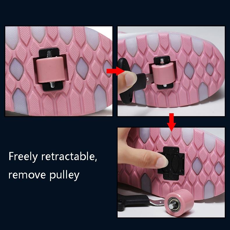 Rechargeable Light Skating Shoes for Kids - Size 37 Two-wheeled - Pink