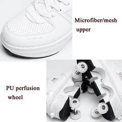 Versatile Double Row Rune Roller Skates - Size 35 - Low-Top Without Light (White)