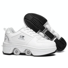 Versatile Double Row Rune Roller Skates - Size 39 - Low-Top Without Light (White)