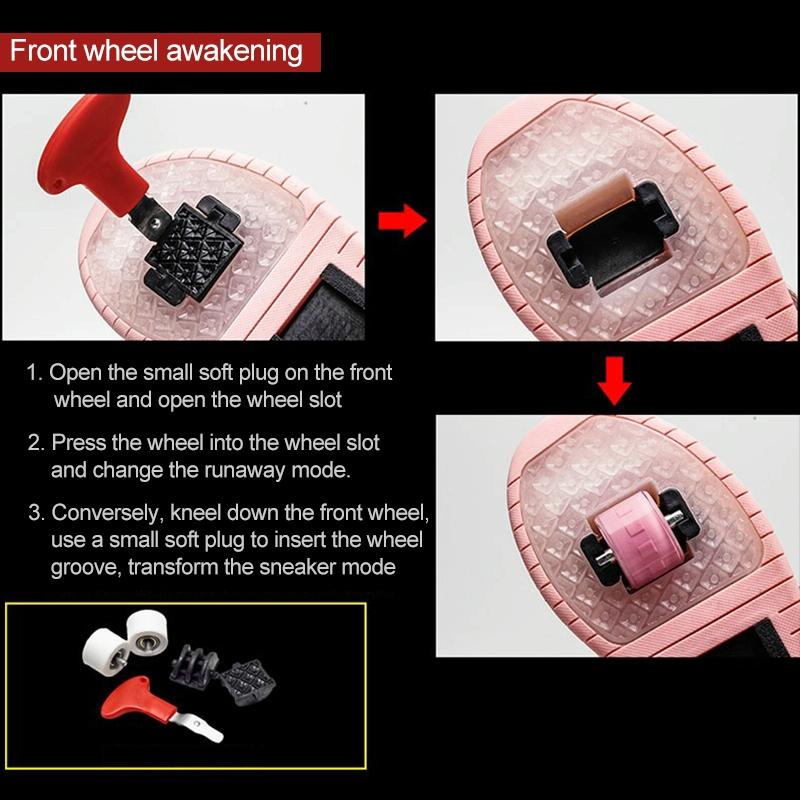 Double Wheel Led Roller Skates - Size 38 - Black