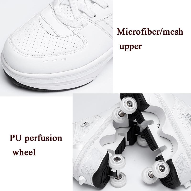 Versatile Double Row Rune Roller Skates - Size 35 - High-Top With Light (White)